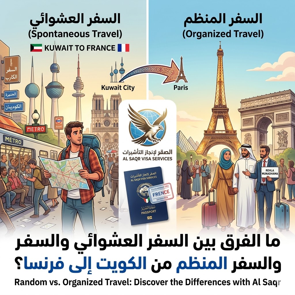 الفرق بين السفر العشوائي والسفر المنظم من الكويت إلى فرنسا