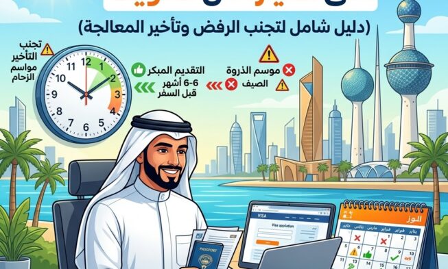 أفضل وقت للتقديم على الفيزا من الكويت (دليل شامل لتجنب الرفض وتأخير المعالجة)